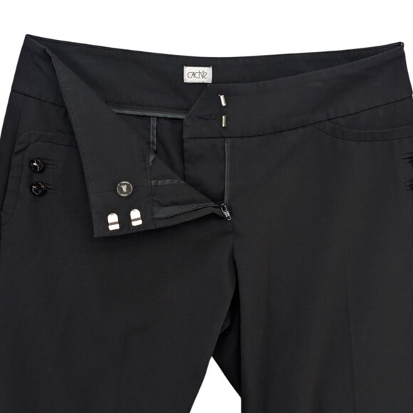 Cache Cropped Pants Womens Black Straight Leg Cuffed Flat Front Size 8 - Picture 5 of 12
